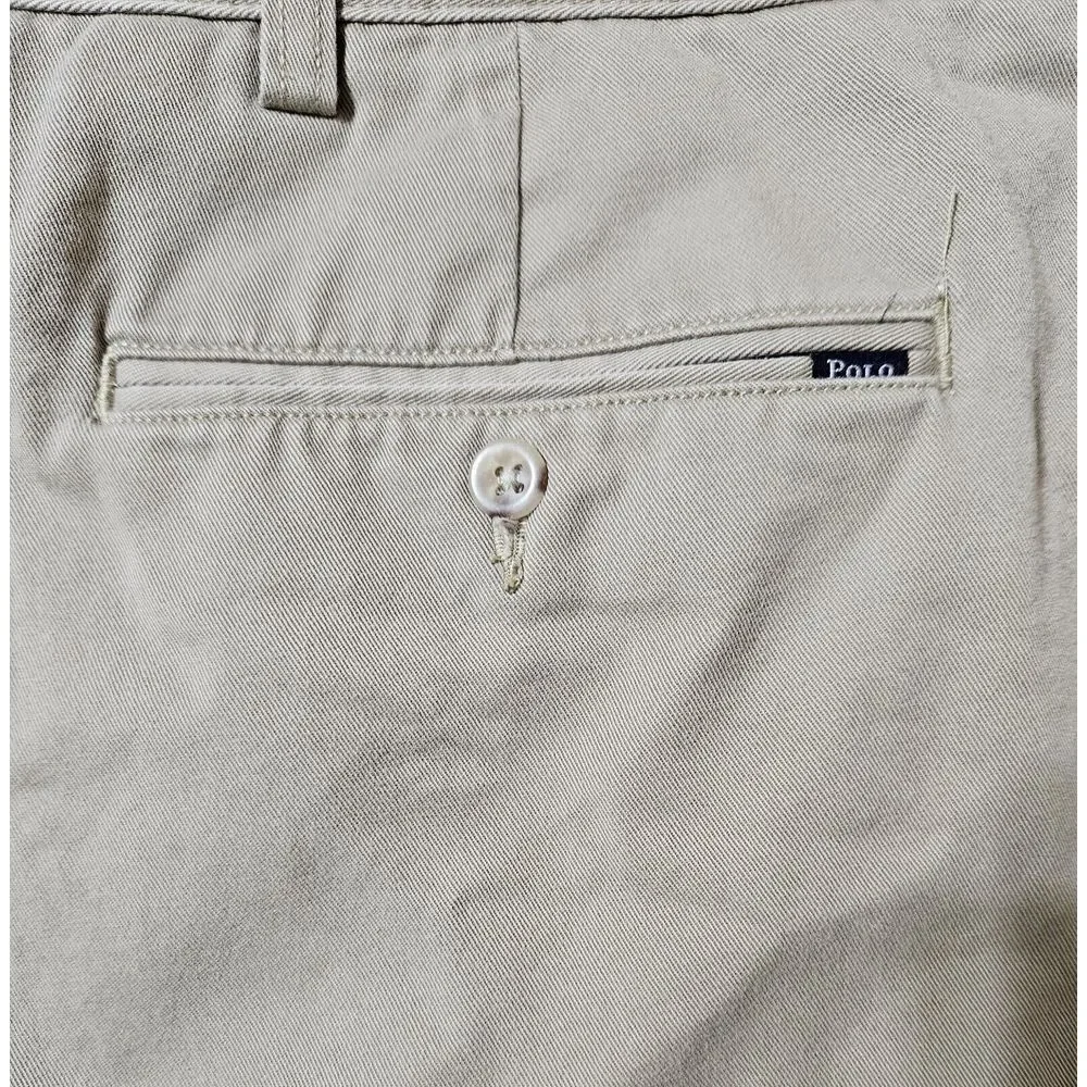 Polo‎ Ralph Lauren Mens Big 50 Khaki Tan Chino Shorts Cotton Twill Flat Front